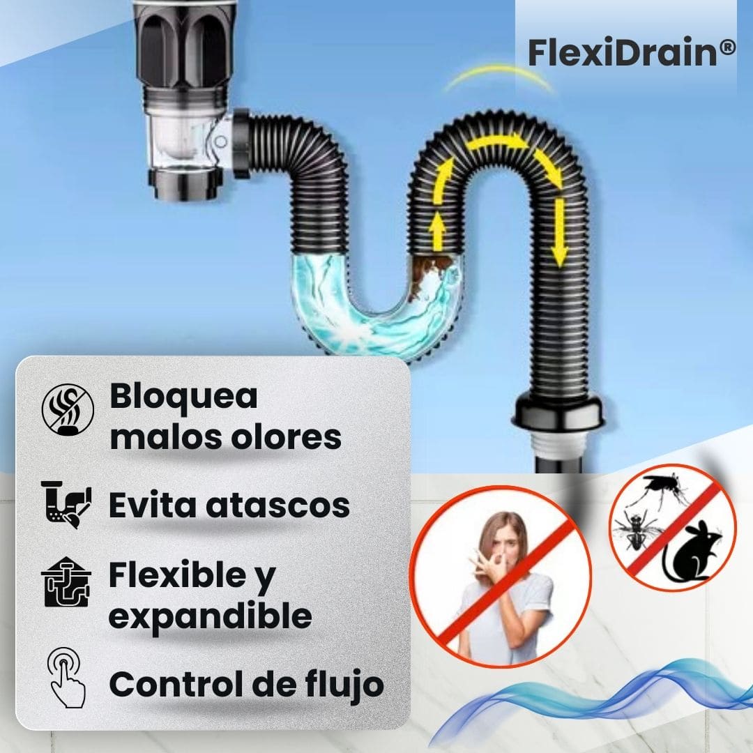 FlexiDrain® (Desagüe para lavabo ajustable y flexible)